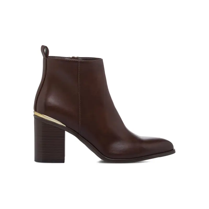 Stivaletti marroni eleganti da donna con tacco alto largo