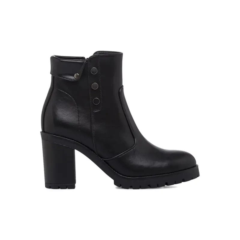 Stivaletti neri da donna con tacco alto in gomma