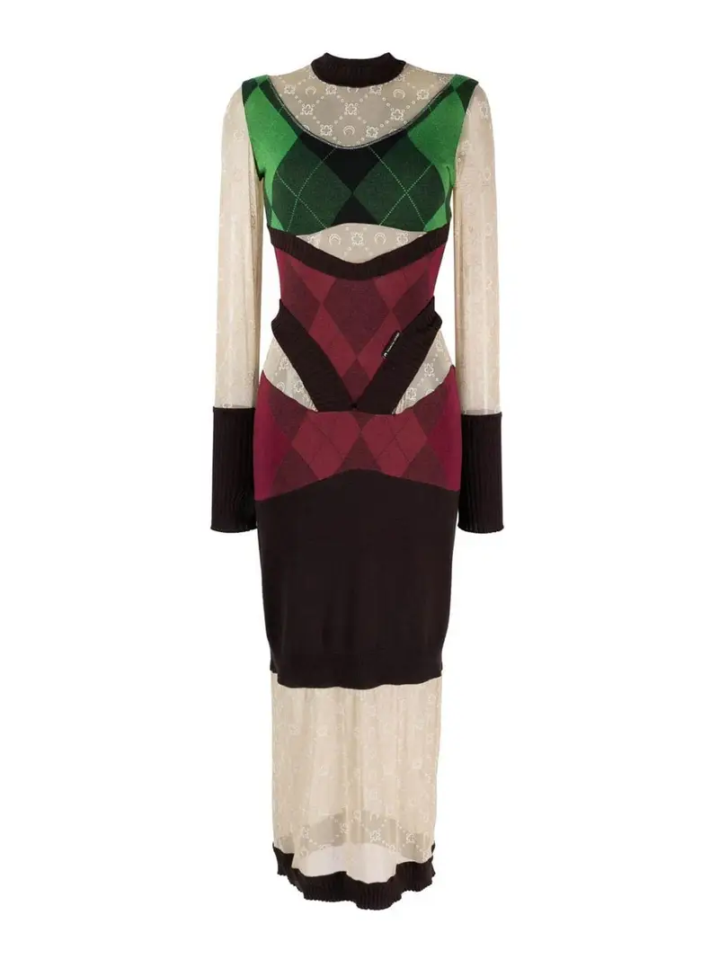 Abito lungo in lana Verde