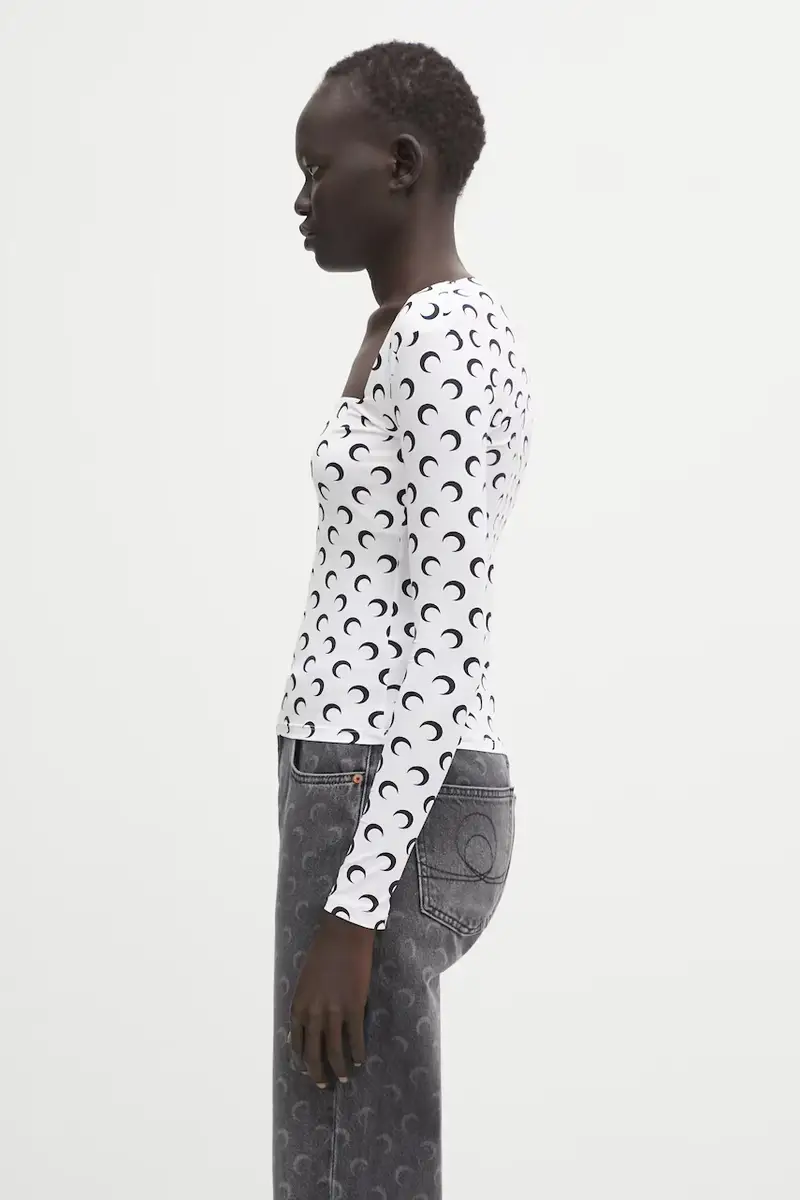 camicia a maniche lunghe Moon Printed Jersey colore bianco WTS017ACJER0001 miniatura 2