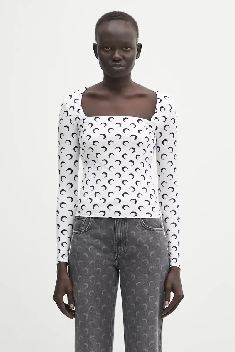 camicia a maniche lunghe Moon Printed Jersey colore bianco WTS017ACJER0001