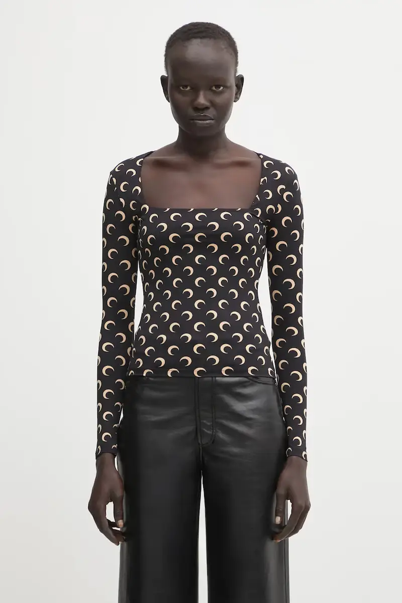 camicia a maniche lunghe Moon Printed Jersey colore nero WTS017ACJER0001