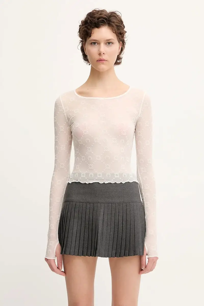 camicia a maniche lunghe Recycled Mesh Flock SS Cropped colore bianco WTS012A.CJER0005