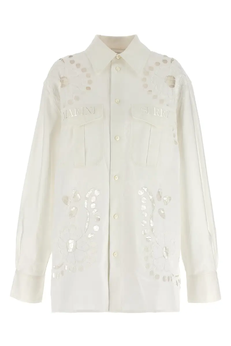 Camicia Ricami Cut-Out Bianco
