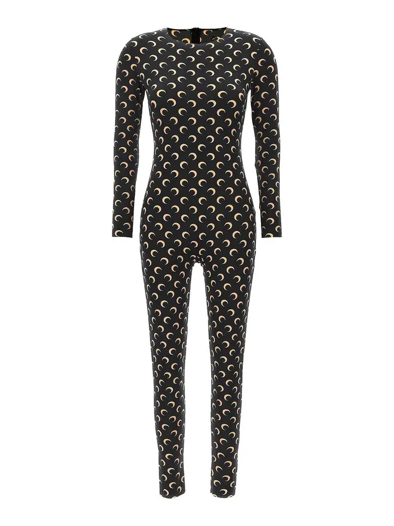 Catsuit stampata con luna Nero
