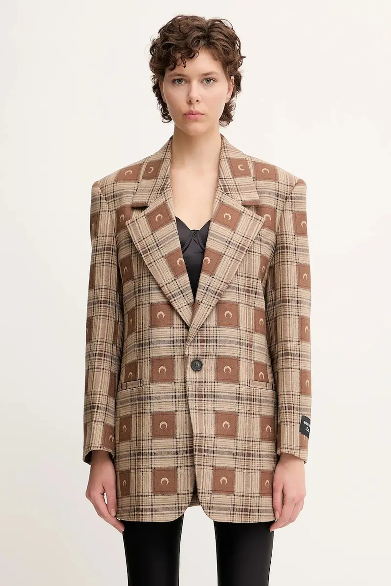 giacca in lana Moon Checks Jacquard Boxy colore marrone UJA066A.CWOV0064