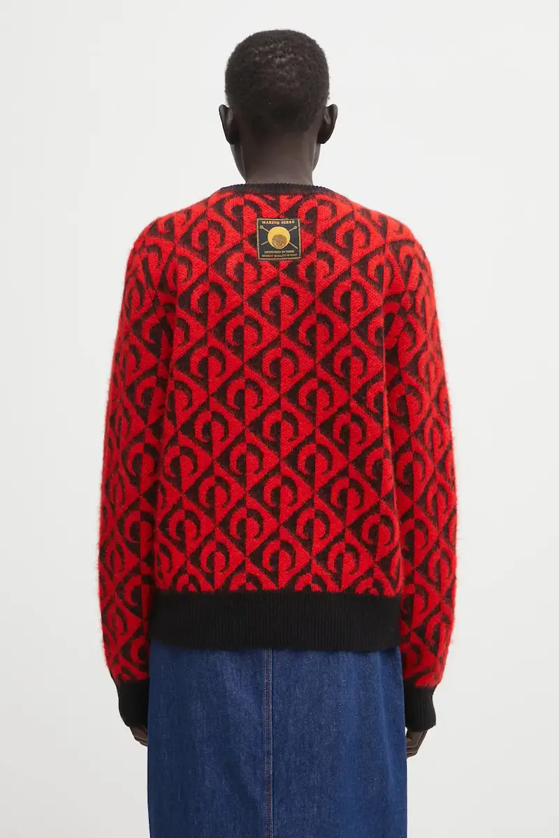 maglione con lana Moon Lozenge Knit Crewneck colore rosso MTK004ACKNI0539 miniatura 3