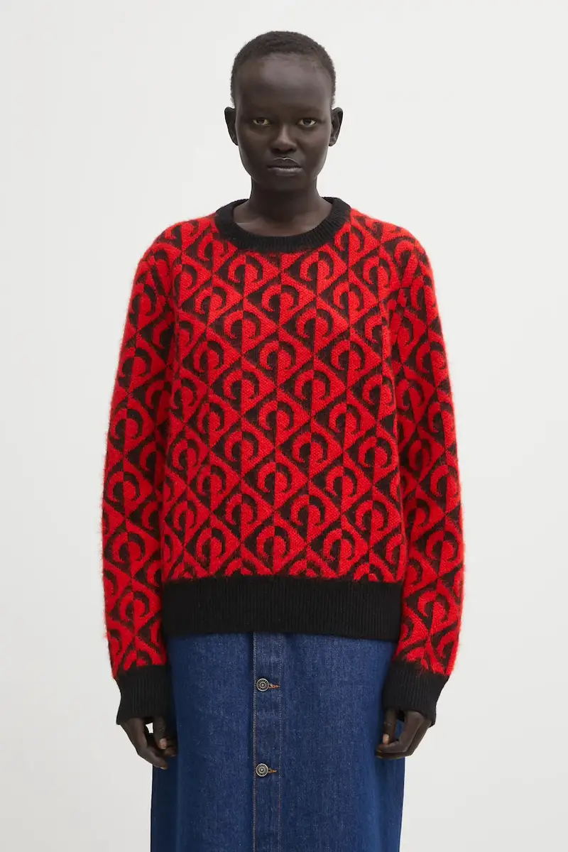 maglione con lana Moon Lozenge Knit Crewneck colore rosso MTK004ACKNI0539