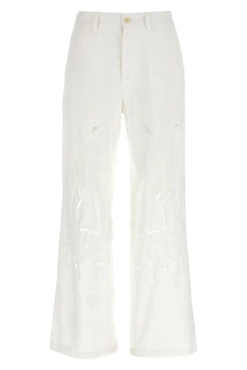 Pantalone Ricami Cut-Out Bianco
