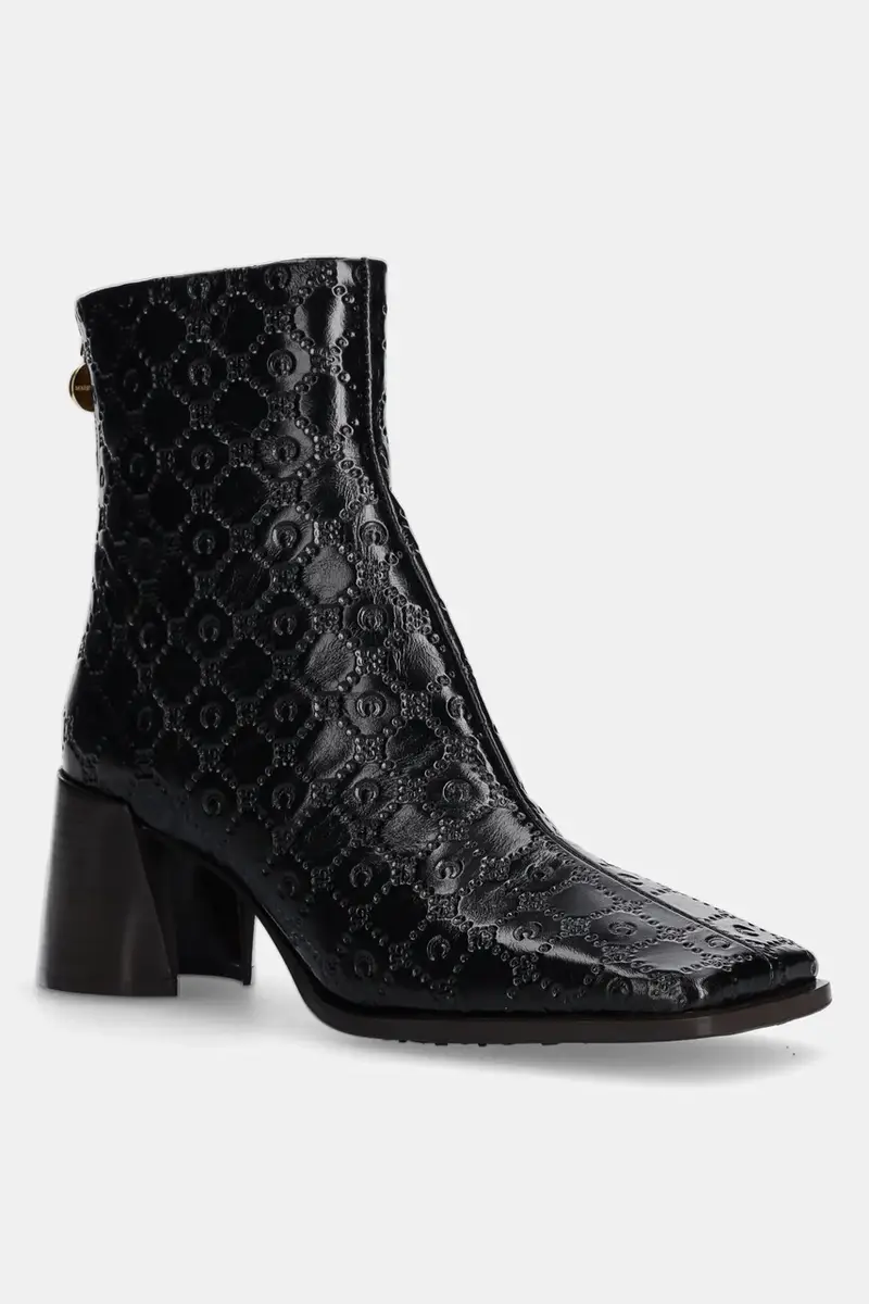 stivaletti alla caviglia in pelle Moonogram Embossed Leather Ms Block donna colore nero WFW037A.CLEA0051