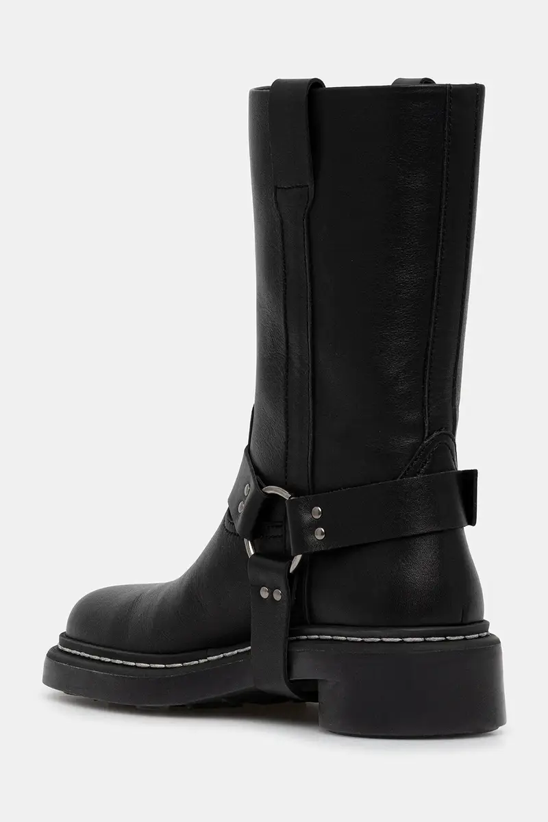 stivaletti alla caviglia in pelle Smooth Leather MS Moto donna colore nero WFW045A.RLEA0017 miniatura 3