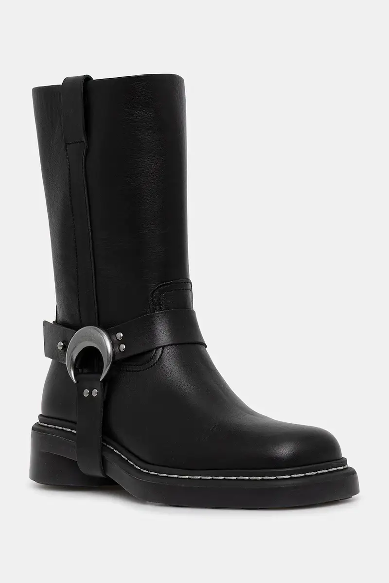 stivaletti alla caviglia in pelle Smooth Leather MS Moto donna colore nero WFW045A.RLEA0017