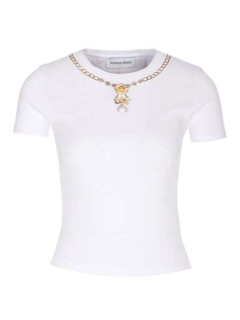 T-shirt bianca con luna sbiadita Bianco