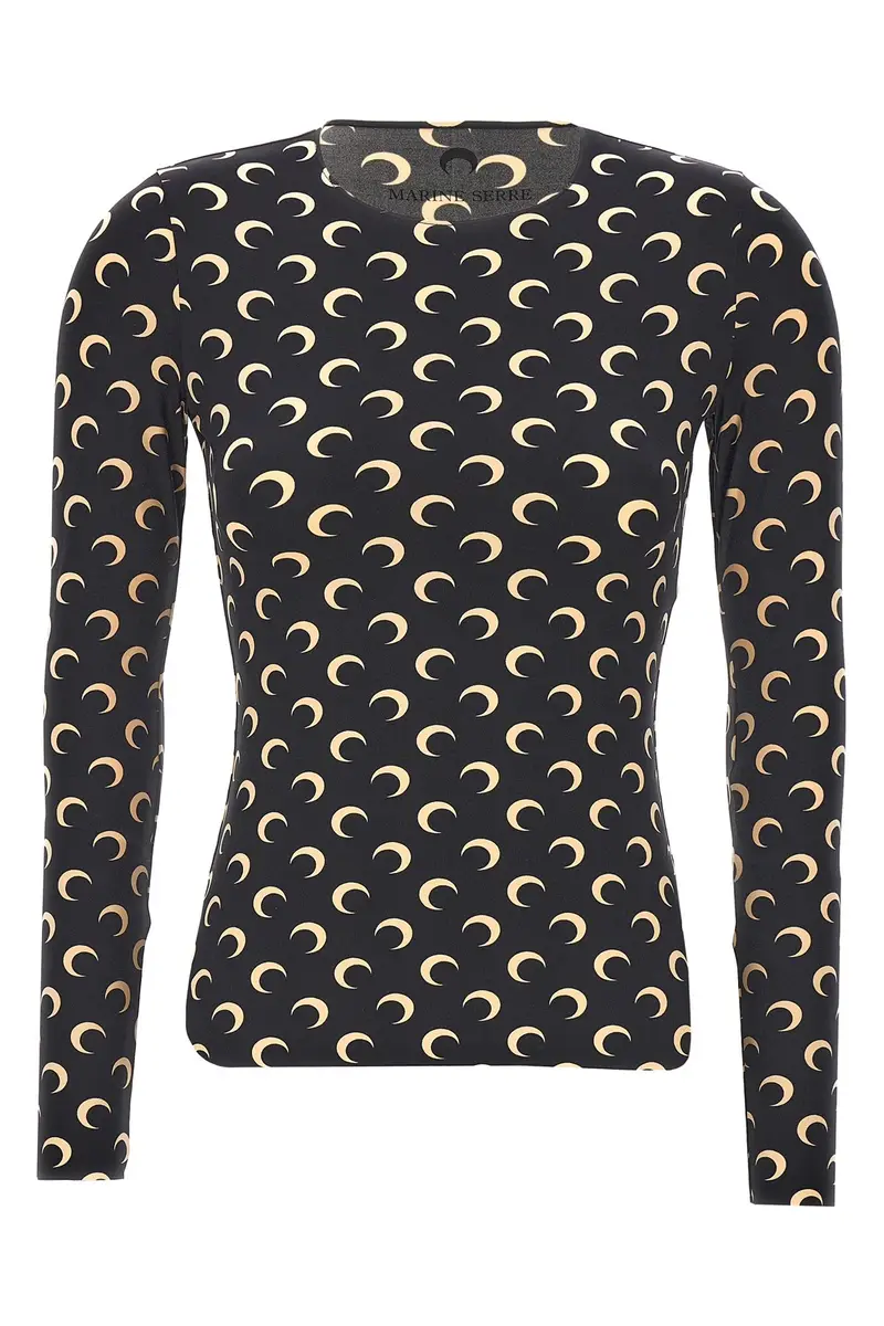 T-Shirt Moon Printed Jersey Nero