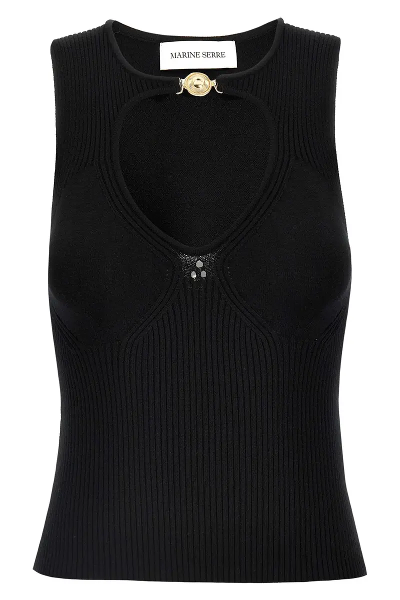 Top Moon Jewelry Knit Open Neck Nero