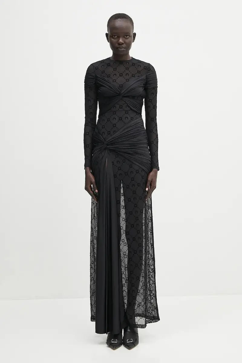 vestito Draped Jersey Knotted colore nero WDR339A.RJER0018