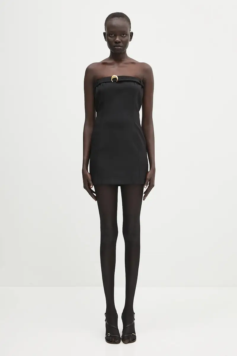 vestito in lana Virgin Wool Twill Chest Belt colore nero WDR355A.RWOV0001