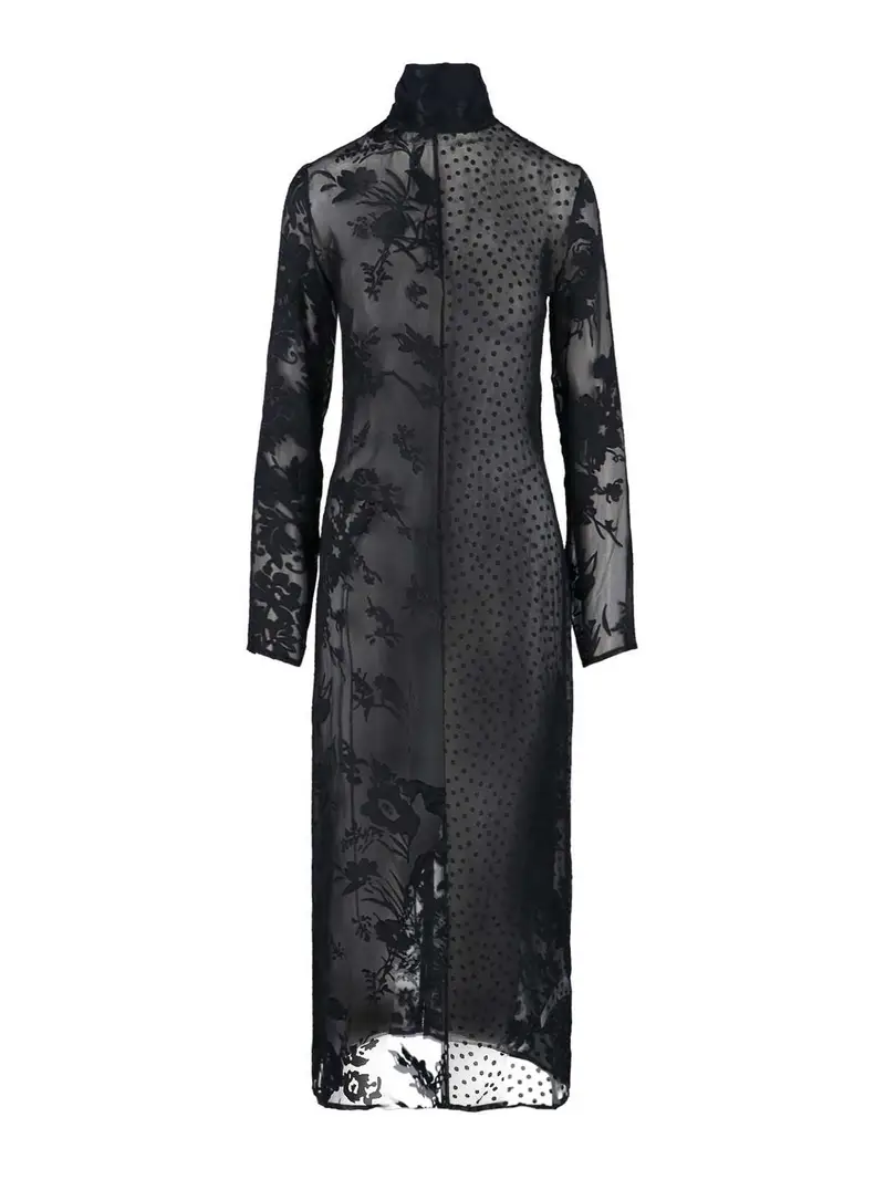 Vestito Maxi In Misto Seta Nero