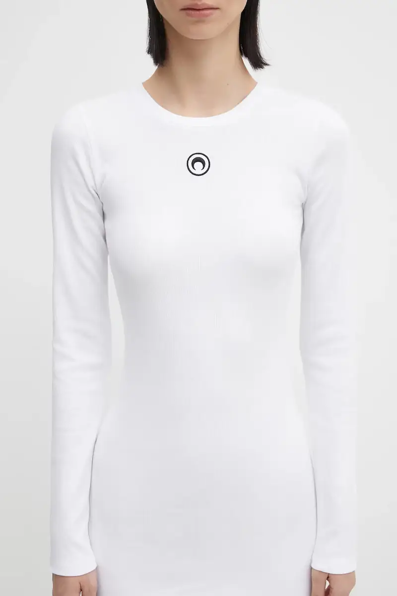 vestito Moon Logo Ribbed Jersey colore bianco WDR267ACJER0011 miniatura 4
