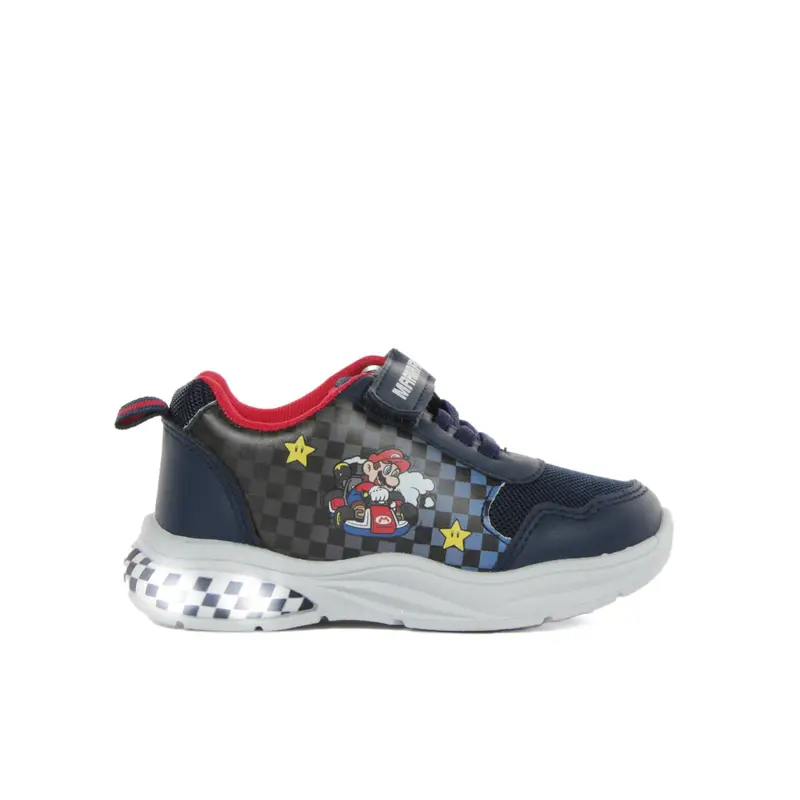 Sneakers blu da bimbo stampa cartoon Mario Bros con luci