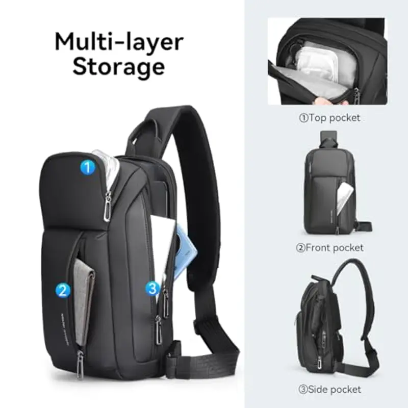 MARK RYDEN Crossbody Bag Herren Groß，Mehrere Taschen Brusttasche Herren, Schultertaschen für 11 Zoll Ipad miniatura 2