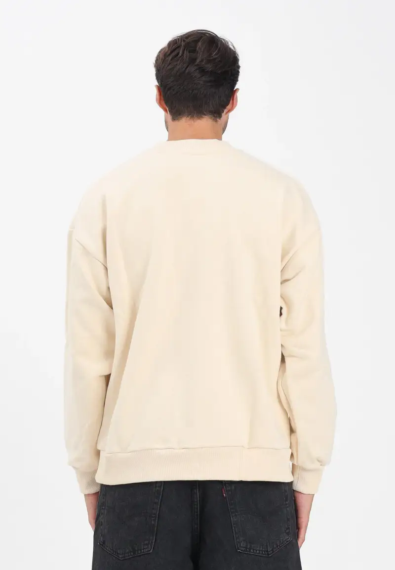 Felpa girocollo beige da uomo con logo camouflage miniatura 3