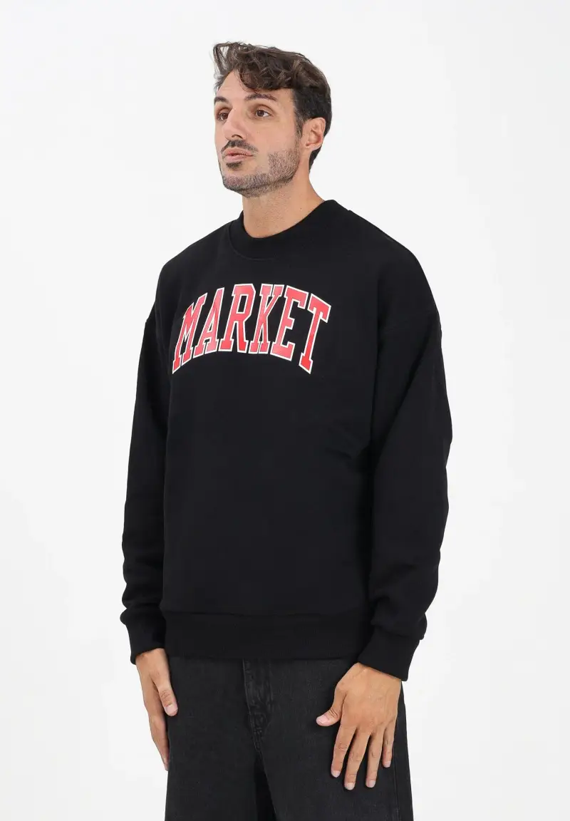 Felpa girocollo nera da uomo con logo