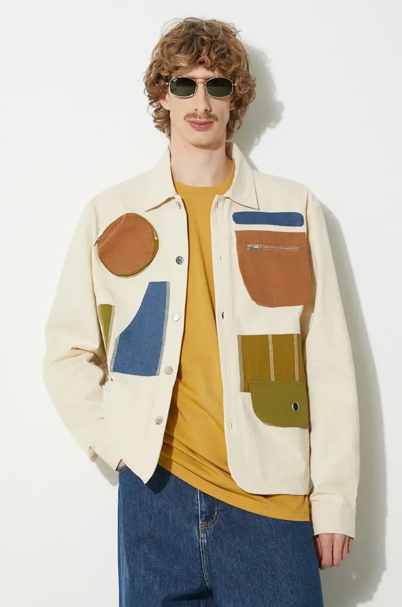 giacca-camicia di cotone Rw Workstations Overshirt colore beige 406124002