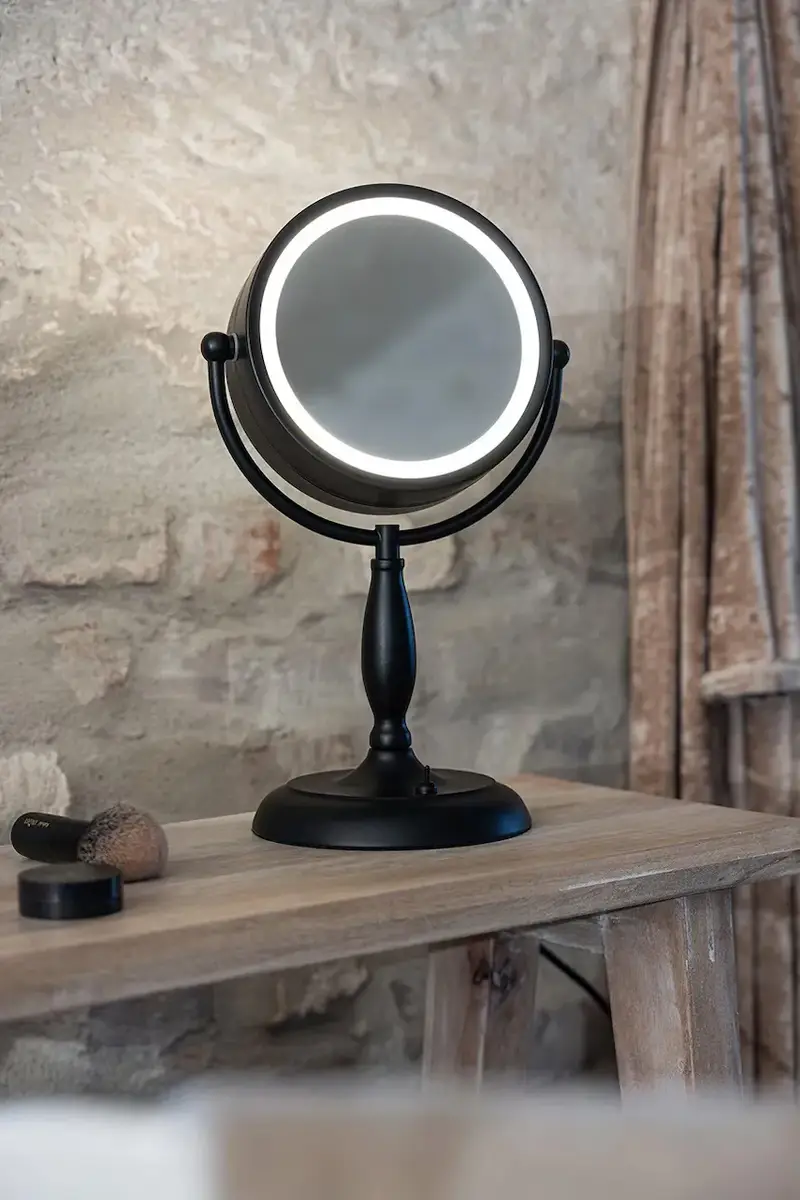 specchio con luce led Face Nero miniatura 2