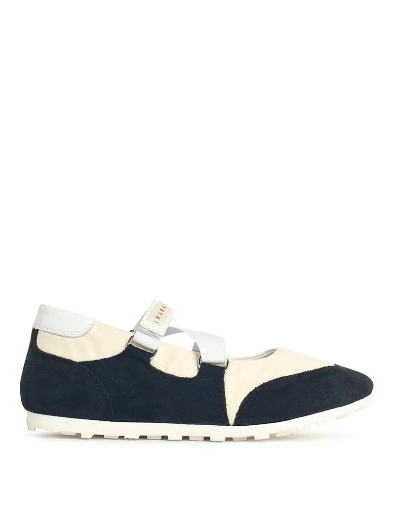 Balerina In Tessuto E Camoscio Nero