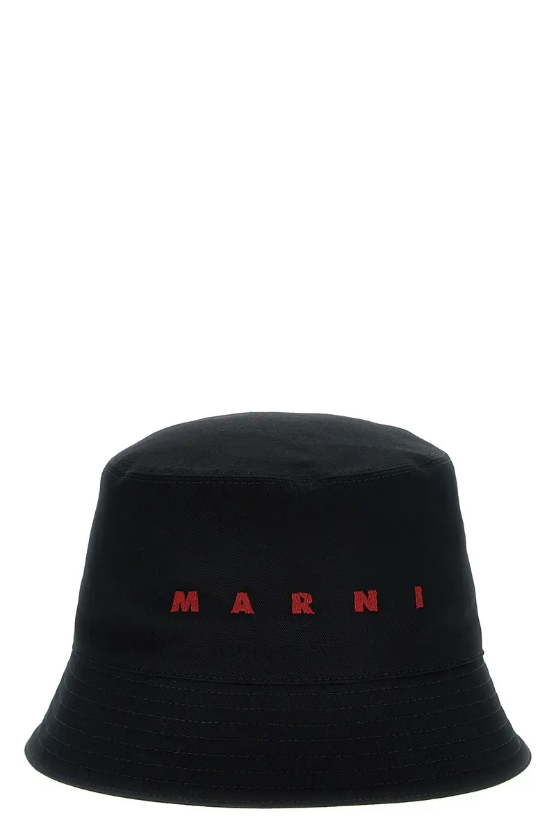 Bucket Hat Ricamo Logo Nero