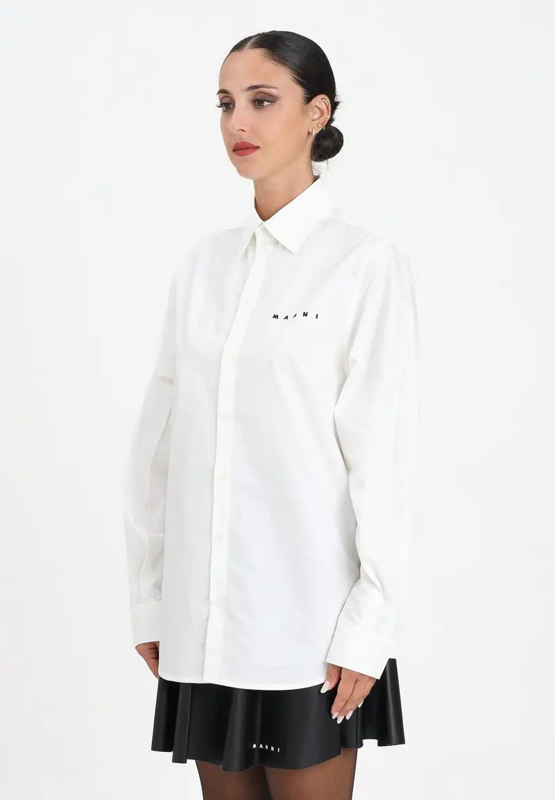 MARNI Camicia a manica lunga bianca per donna, ragazzi e bambini con logo