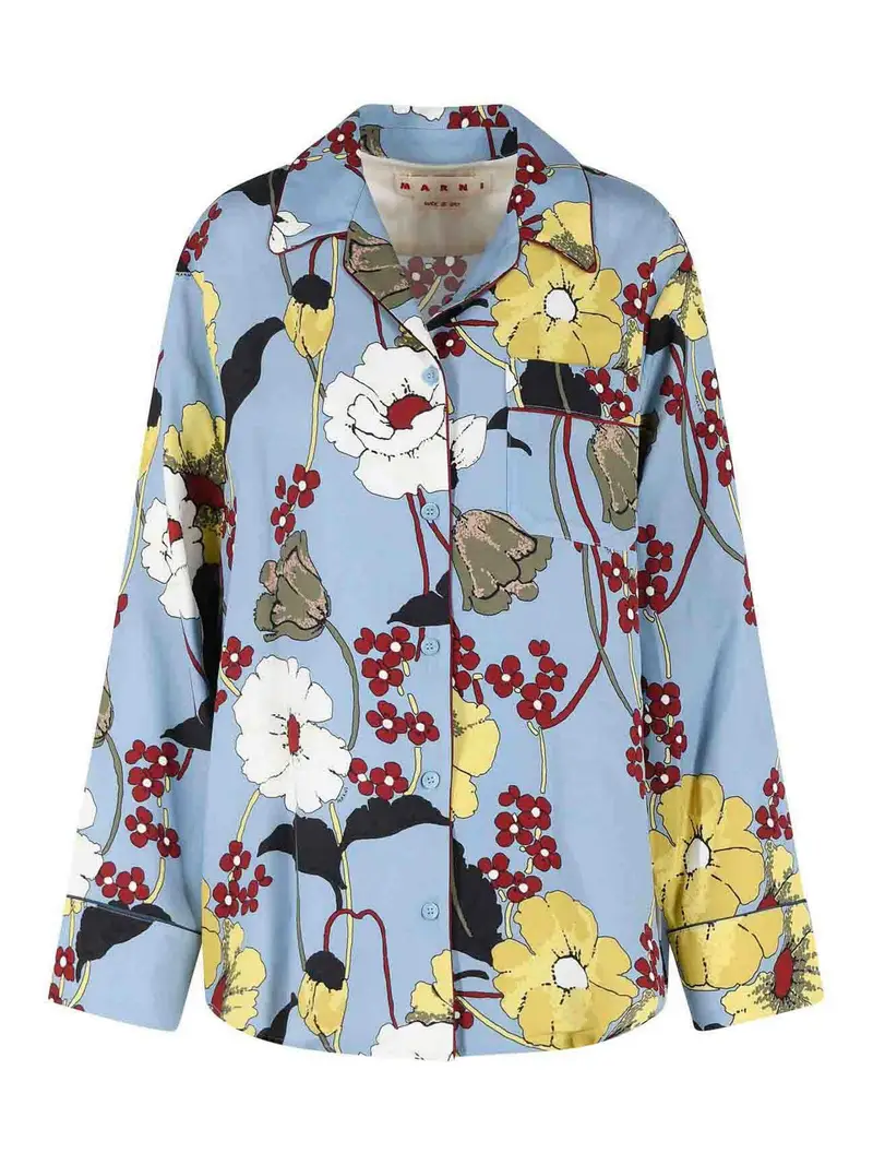 Camicia in Viscosa Azzurra Azzurro