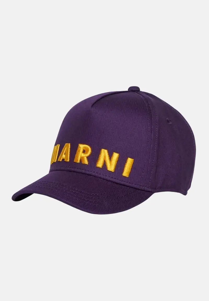 Cappello con visiera viola da donna rifinito da ricamo logo