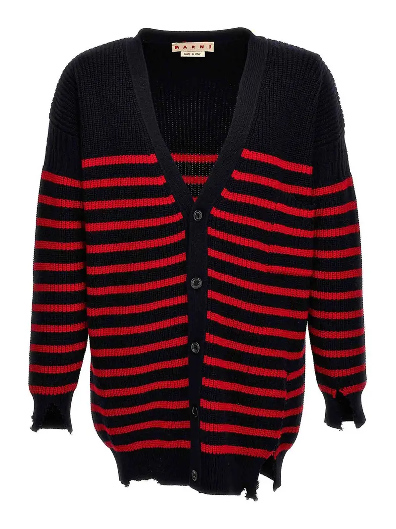 Cardigan a righe effetto distrutto Multicolore