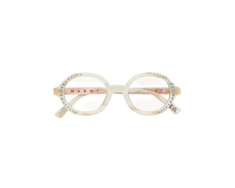 Donna Marni 8CJ Nakagin Tower Optical Cream Montature da vista Acetato Bianco Rotonda miniatura 2
