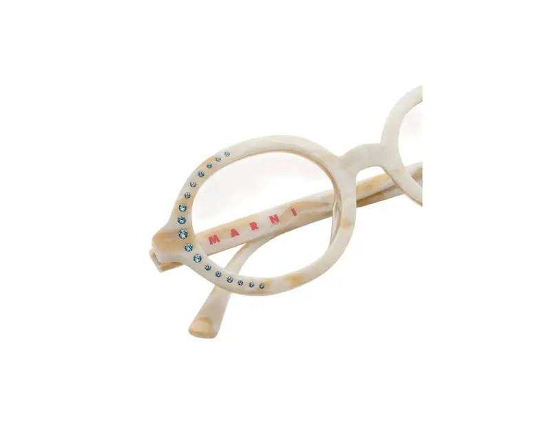 Donna Marni 8CJ Nakagin Tower Optical Cream Montature da vista Acetato Bianco Rotonda miniatura 3