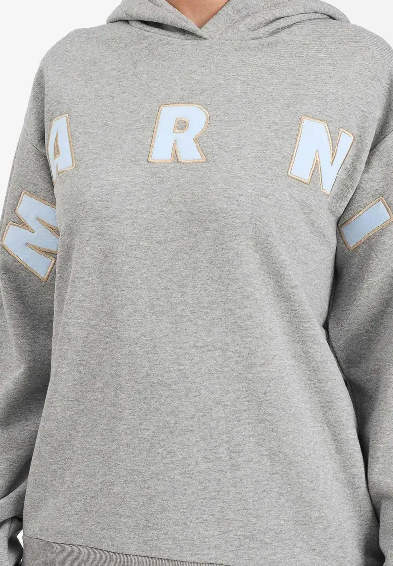MARNI Felpa con cappuccio grigia per donna, ragazzi e bambini rifinita da logo Patch Marni ricamato miniatura 2