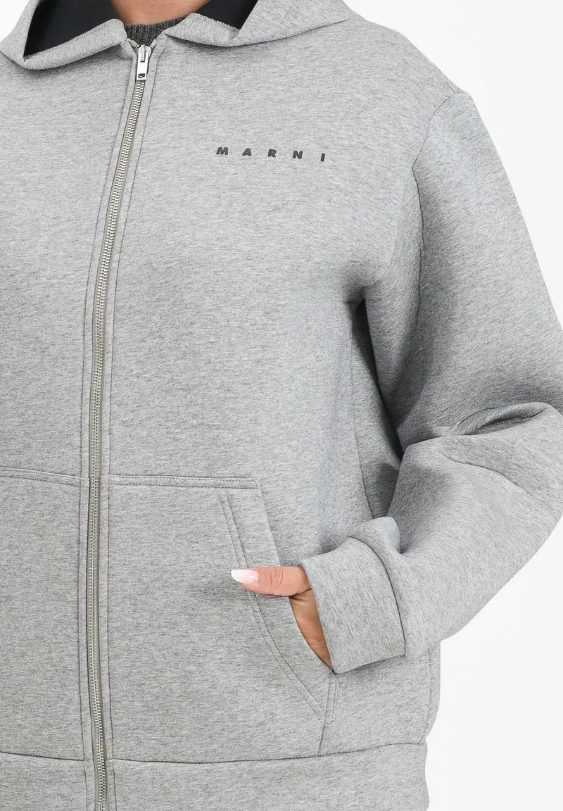 MARNI Felpa con zip in neoprene grigio per donna, ragazzi e bambini miniatura 2
