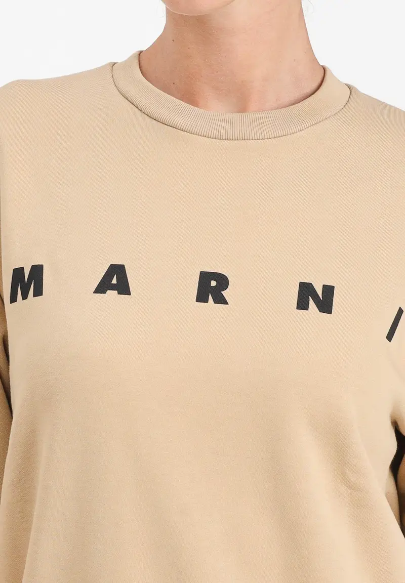 MARNI Felpa girocollo beige per donna, ragazzi e bambini con logo istituzionale miniatura 2