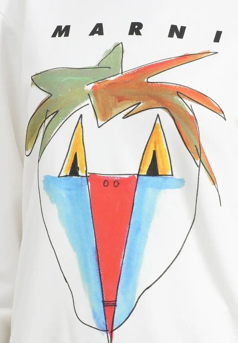 MARNI Felpa girocollo bianca per donna, ragazzi e bambini con grafica Jungle miniatura 2