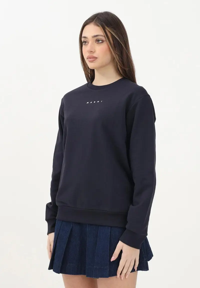 MARNI Felpa girocollo blu navy per donna, ragazzi e bambini con logo "MARNI"