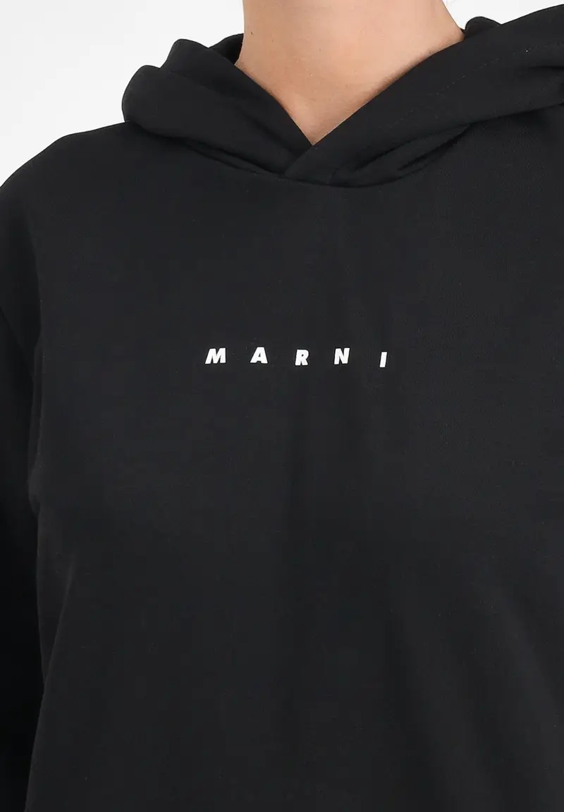 MARNI Felpa girocollo nera per donna, ragazzi e bambini con logo miniatura 2