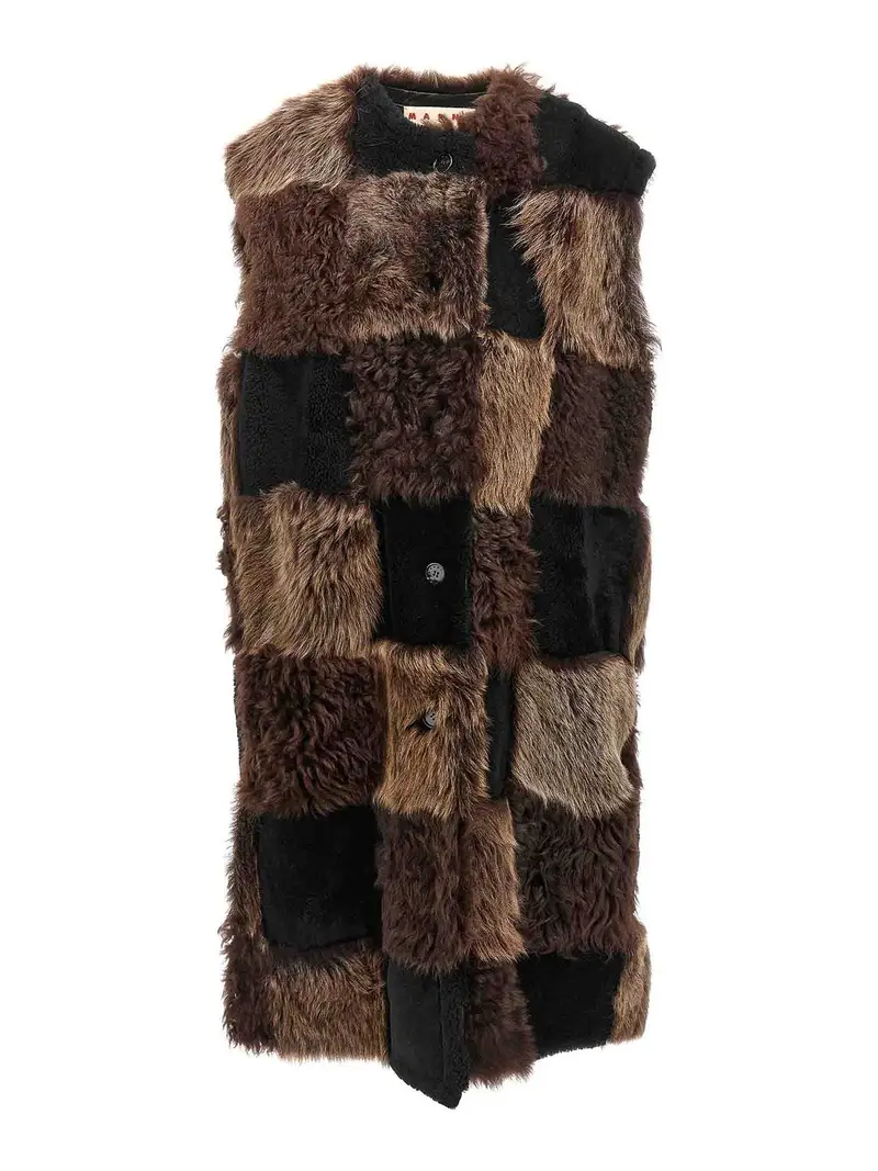 Giubbotto di shearling lungo Marrone