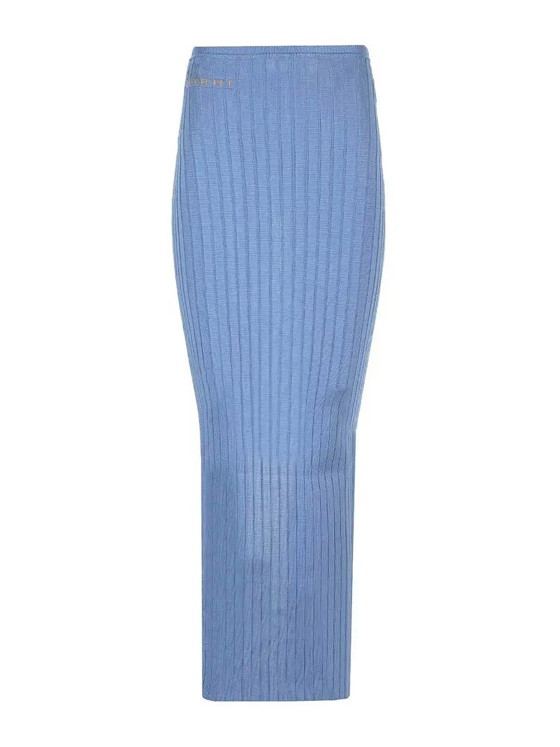 Gonna a costola celeste lunga Blu