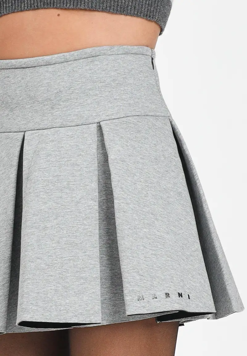 MARNI Gonna corta grigia per donna e ragazze in neoprene a balze miniatura 2