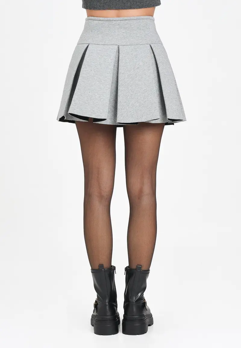 MARNI Gonna corta grigia per donna e ragazze in neoprene a balze miniatura 3