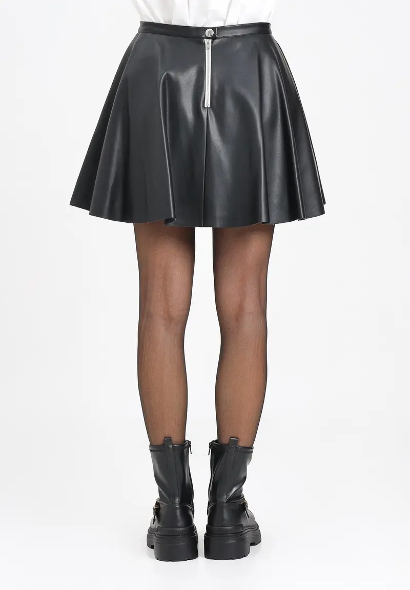 MARNI Gonna corta nera per donna e ragazze in tessuto spalmato miniatura 3