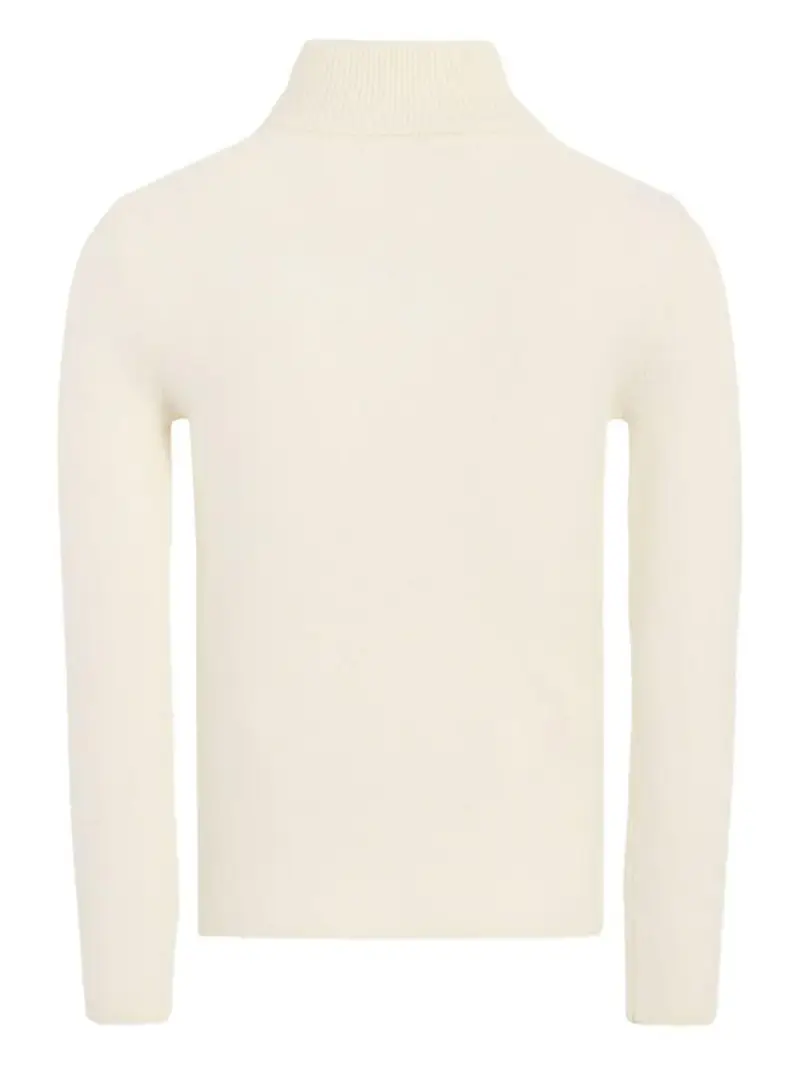 Maglia a collo alto ricamato a zig-zag Crema miniatura 3