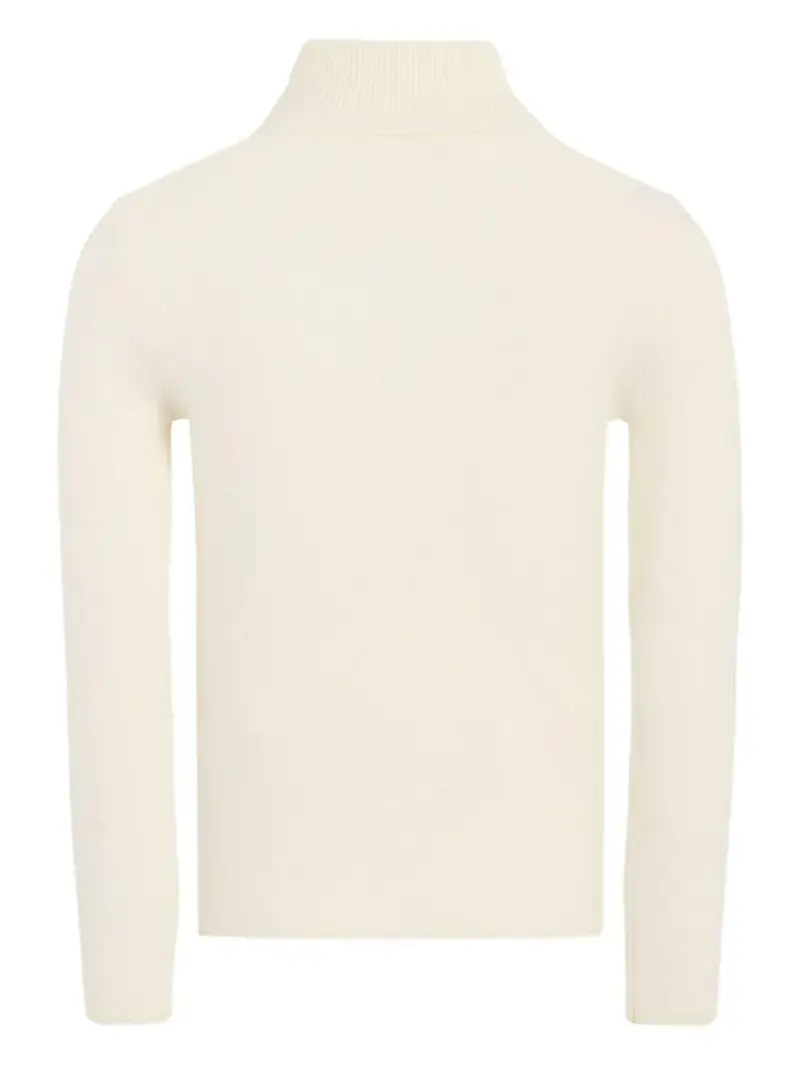 Maglia a collo alto ricamato a zig-zag Crema miniatura 3